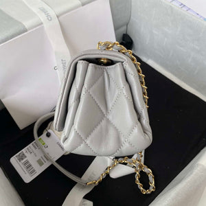 Chanel AS3365 Mini Flap Bag 17cm Lambskin Gray - Default Title - View 5
