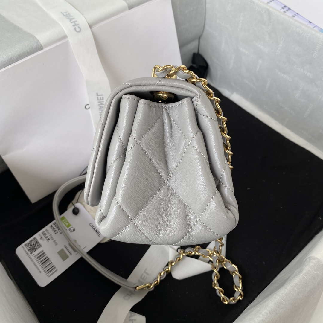 Chanel AS3365 Mini Flap Bag 17cm Lambskin Gray