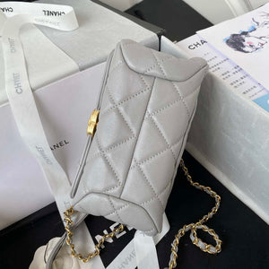 Chanel AS3365 Mini Flap Bag 17cm Lambskin Gray - Default Title - View 6