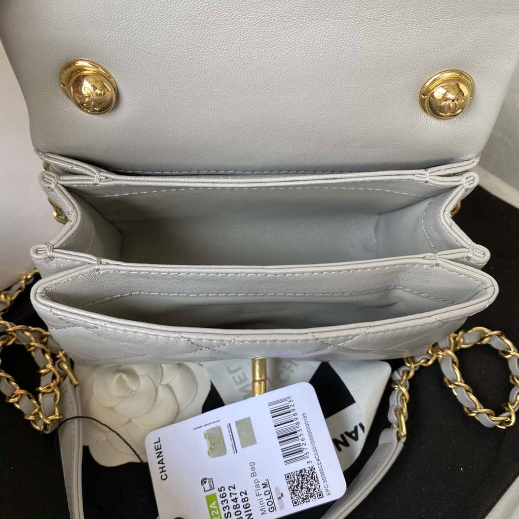 Chanel AS3365 Mini Flap Bag 17cm Lambskin Gray