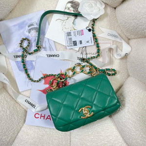 Chanel AS3365 Mini Flap Bag 17cm Lambskin Green - Default Title - View 5