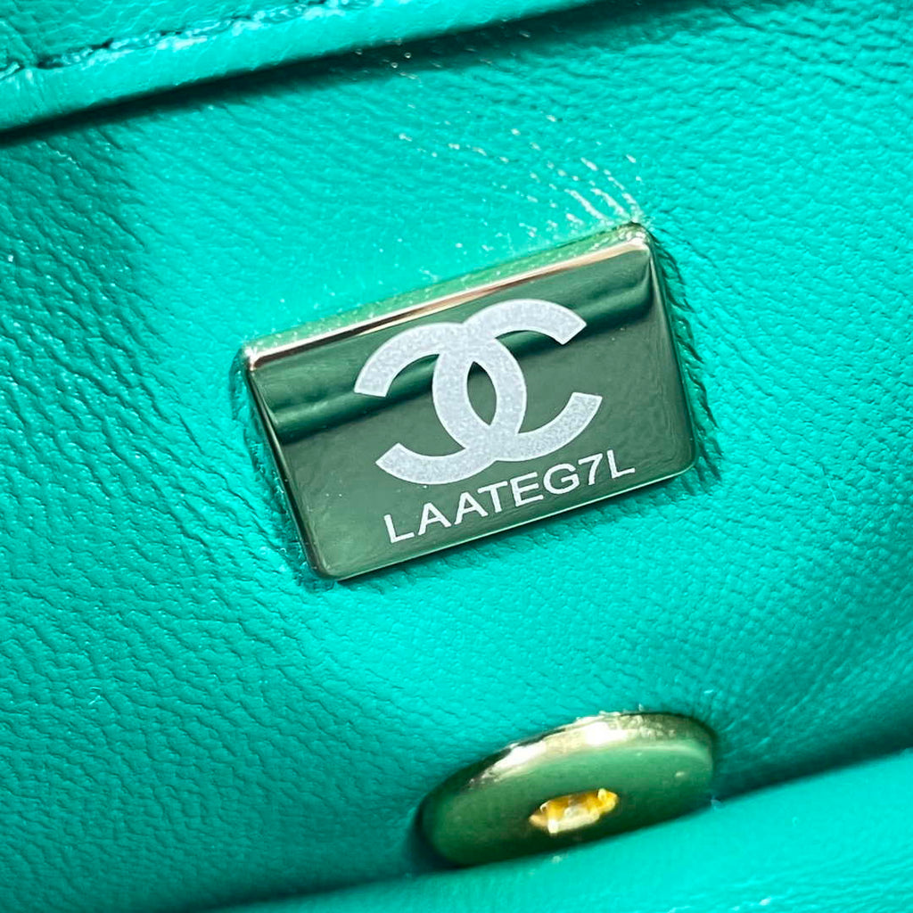 Chanel AS3365 Mini Flap Bag 17cm Lambskin Green