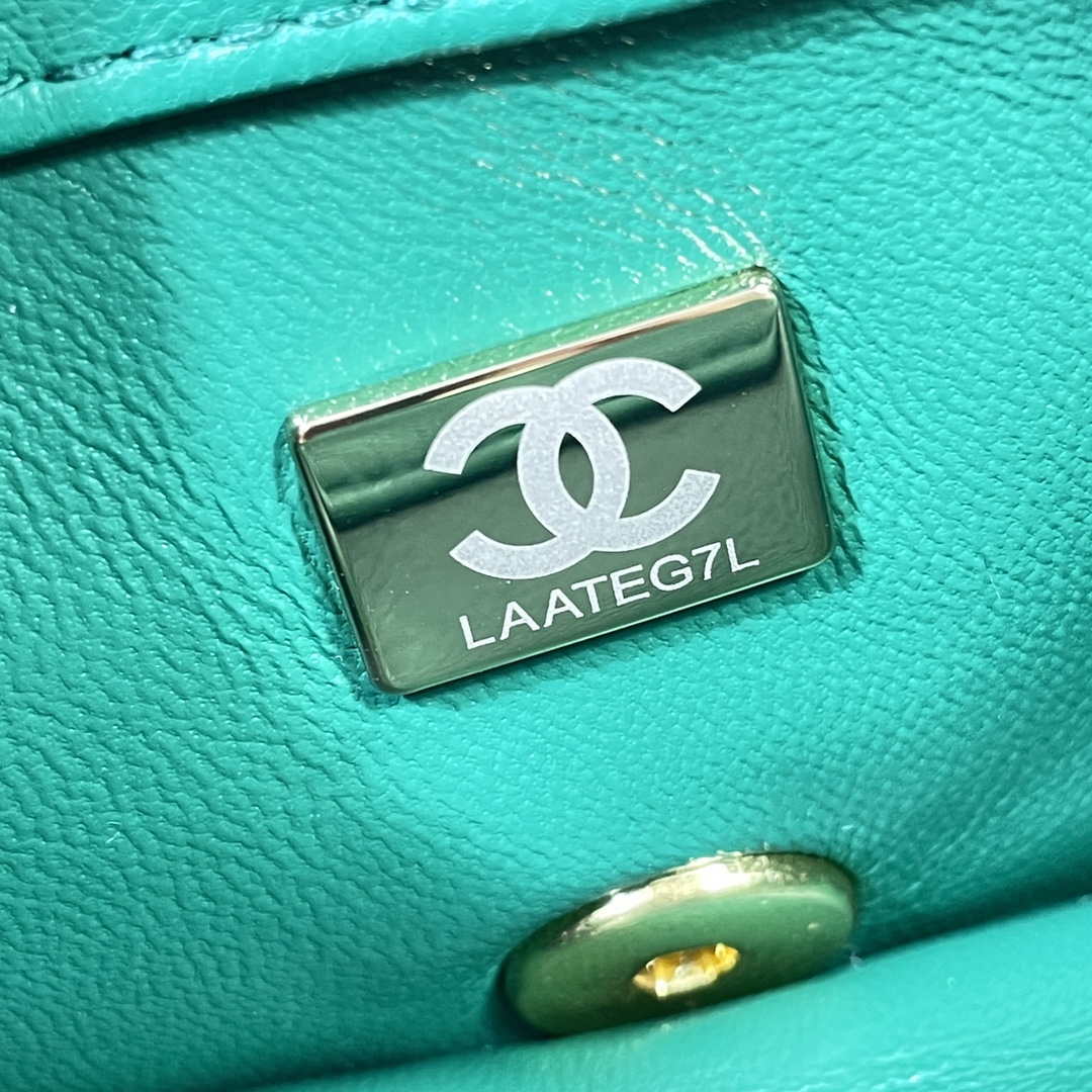 Chanel AS3365 Mini Flap Bag 17cm Lambskin Green - Default Title - View 9