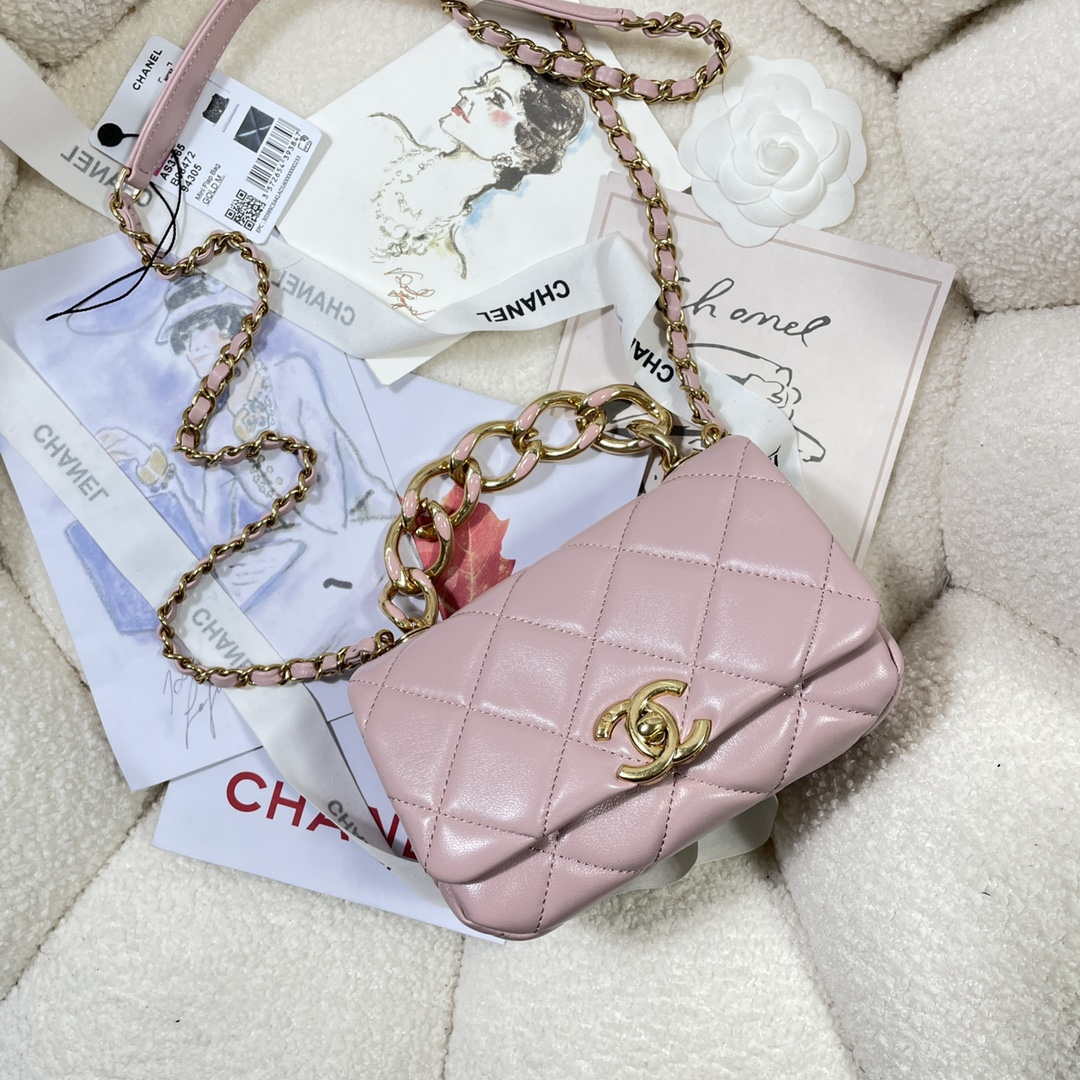 Chanel AS3365 Mini Flap Bag 17cm Lambskin Pink - Default Title - View 5