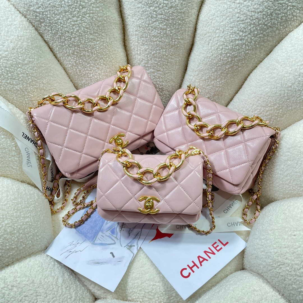 Chanel AS3365 Mini Flap Bag 17cm Lambskin Pink