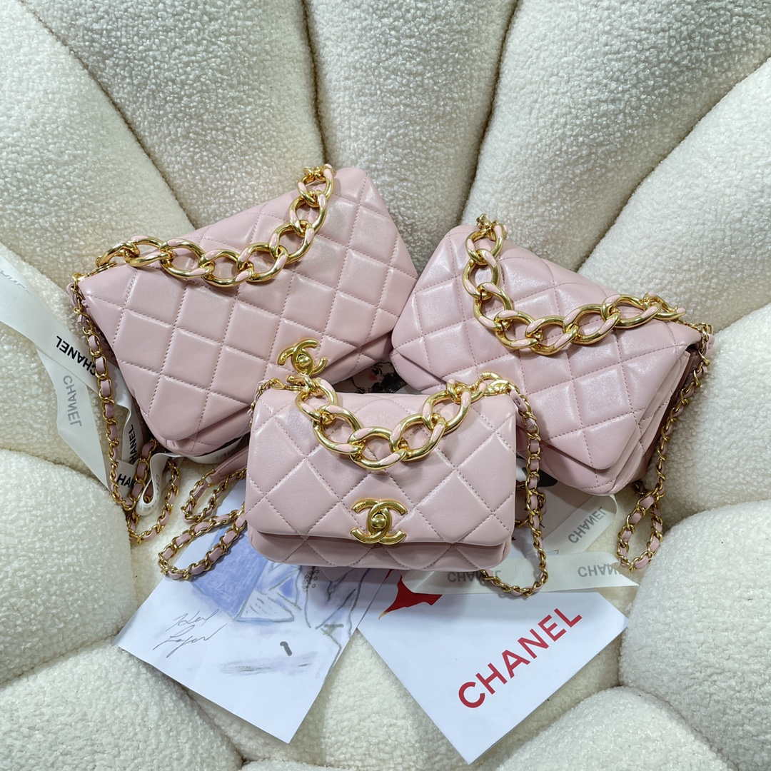 Chanel AS3365 Mini Flap Bag 17cm Lambskin Pink - Default Title - View 10