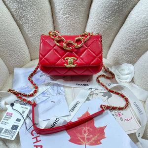 Chanel AS3365 Mini Flap Bag 17cm Lambskin Red - Default Title - View 1