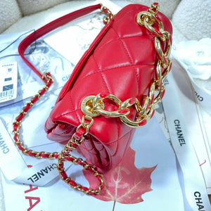 Chanel AS3365 Mini Flap Bag 17cm Lambskin Red - Default Title - View 4