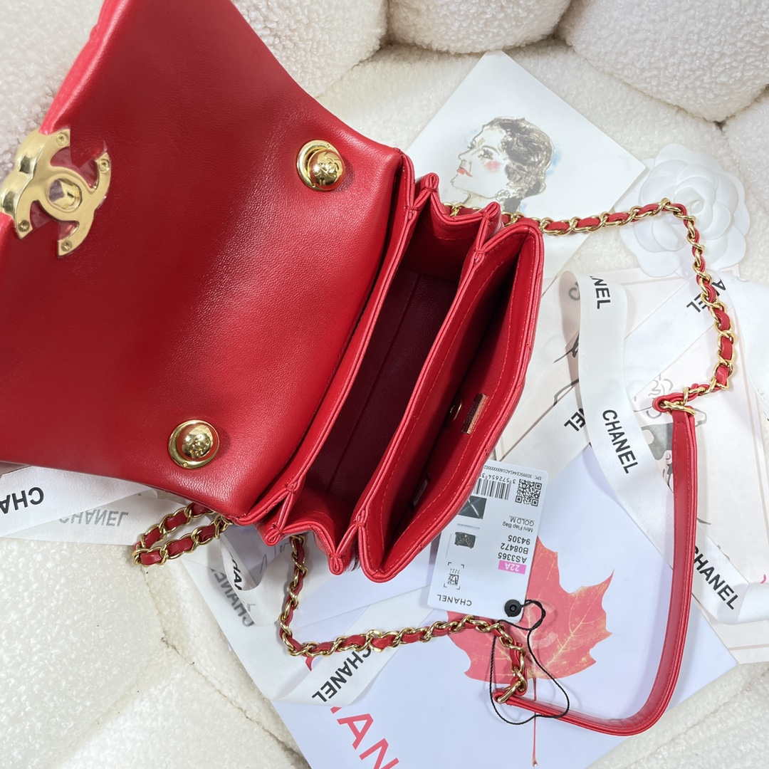 Chanel AS3365 Mini Flap Bag 17cm Lambskin Red - Default Title - View 8