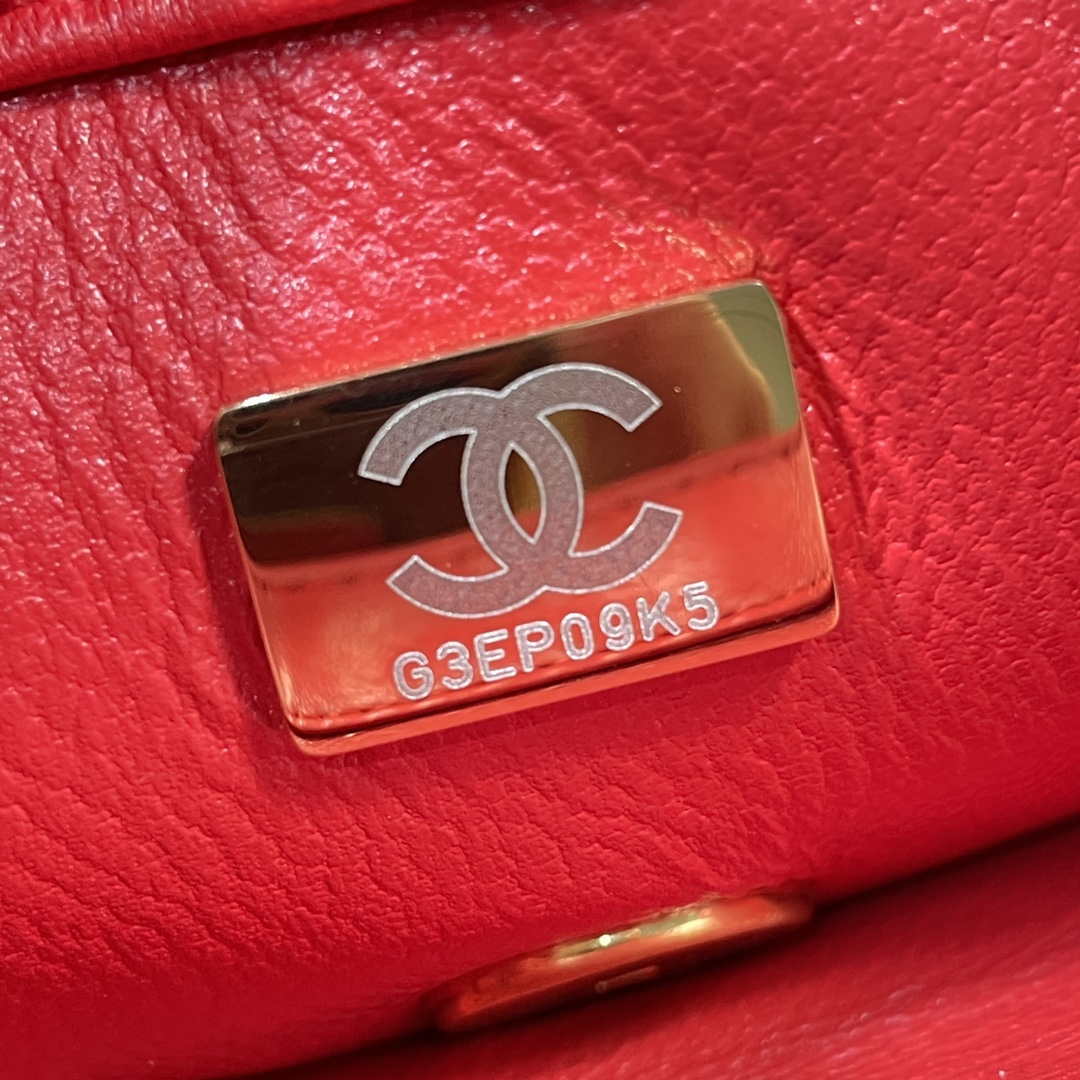 Chanel AS3365 Mini Flap Bag 17cm Lambskin Red - Default Title - View 9
