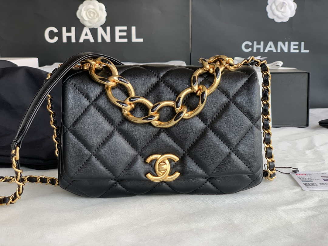 Chanel AS3366 Flap Bag 20cm Lambskin Black - Default Title - View 1