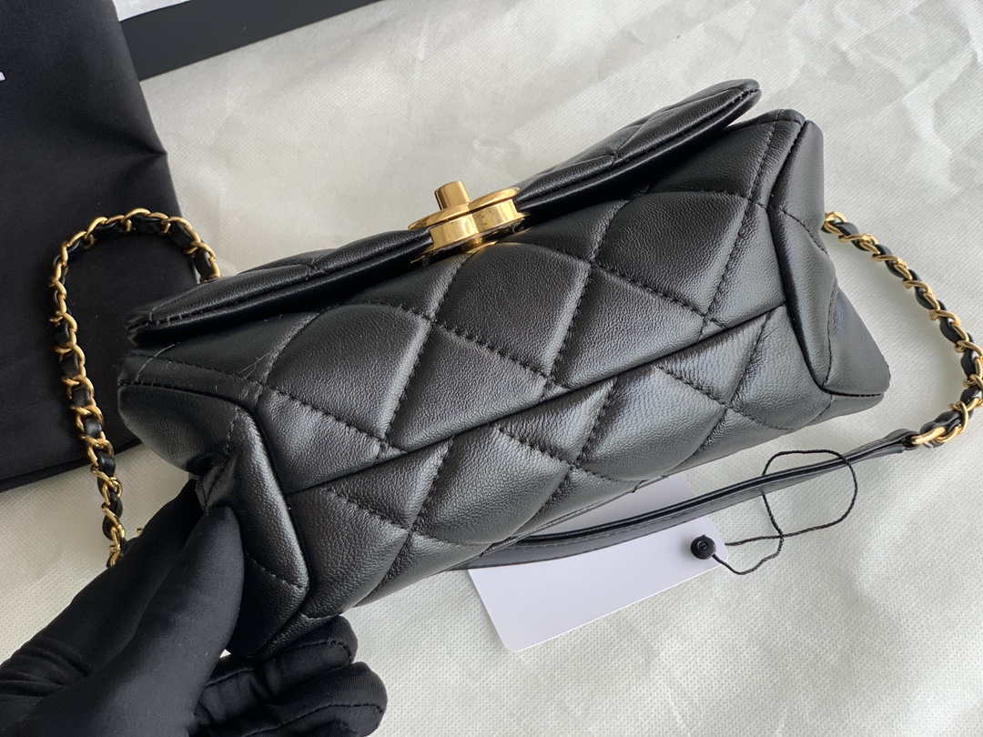 Chanel AS3366 Flap Bag 20cm Lambskin Black - Default Title - View 7