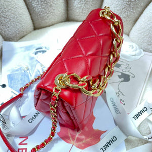 Chanel AS3366 Flap Bag 20cm Lambskin Red - Default Title - View 4