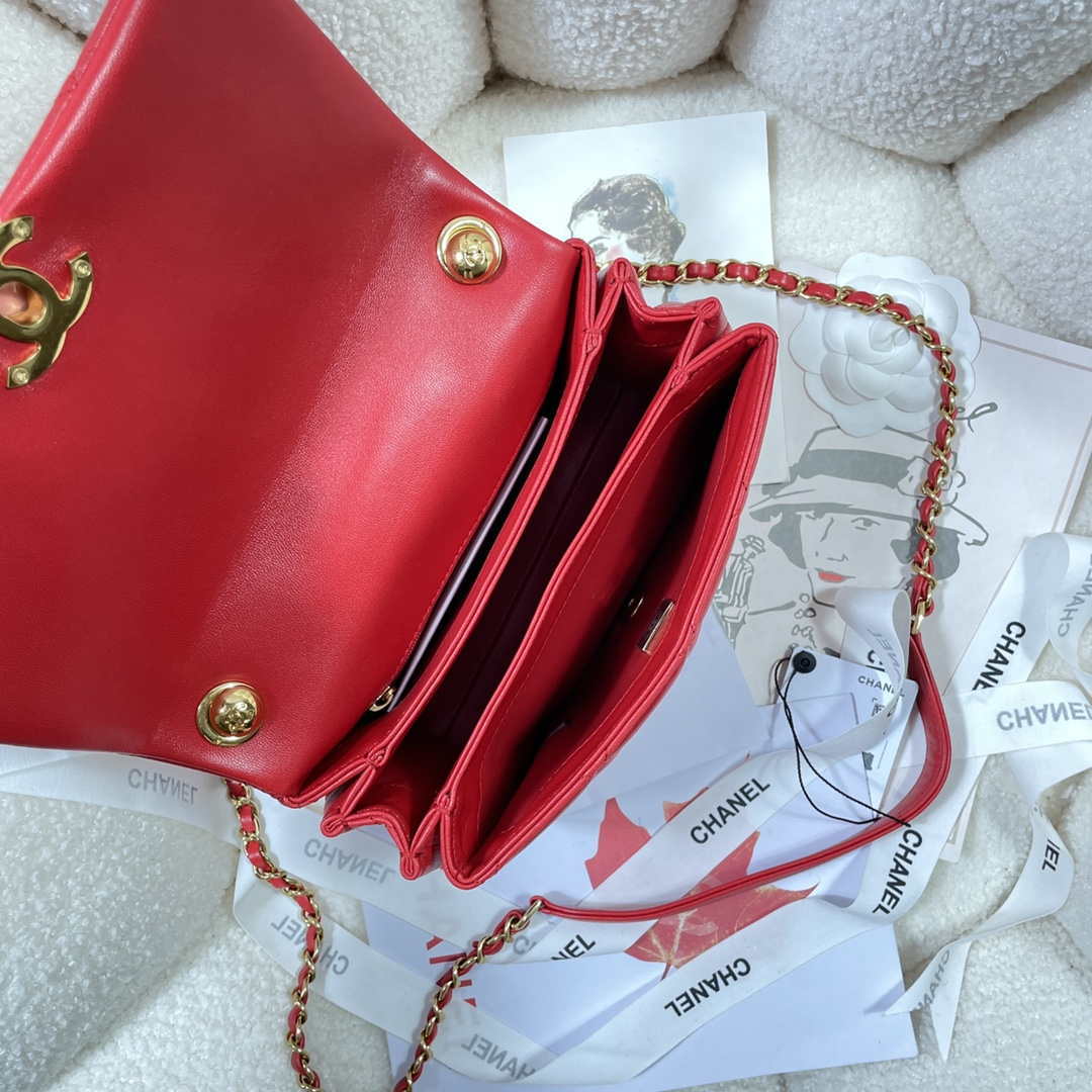 Chanel AS3366 Flap Bag 20cm Lambskin Red