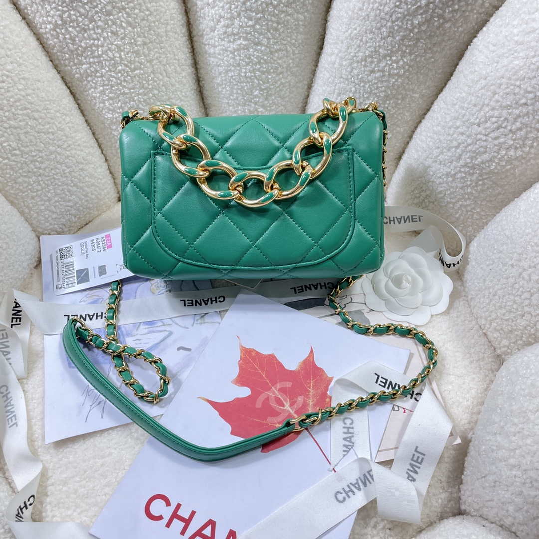 Chanel AS3366 Flap Bag 20cm Lambskin Green - Default Title - View 2