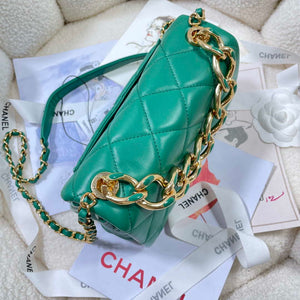 Chanel AS3366 Flap Bag 20cm Lambskin Green - Default Title - View 4