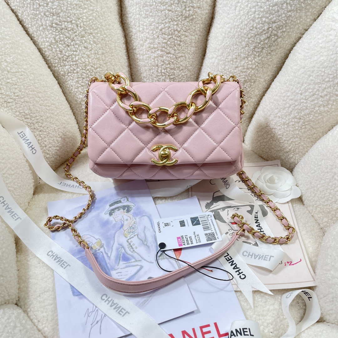 Chanel AS3366 Flap Bag 20cm Lambskin Pink - Default Title - View 1