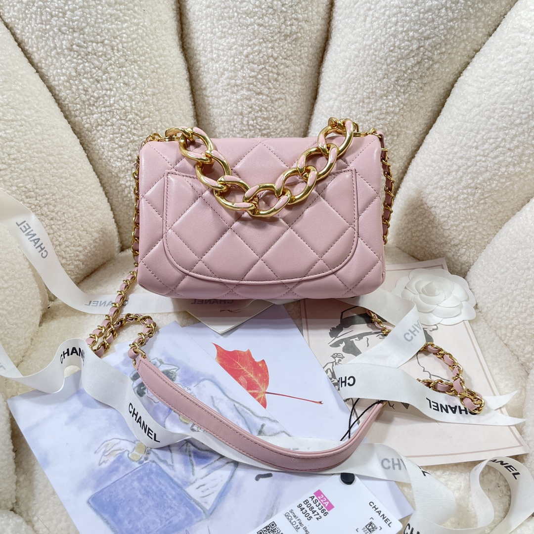 Chanel AS3366 Flap Bag 20cm Lambskin Pink - Default Title - View 2