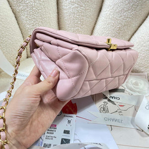 Chanel AS3366 Flap Bag 20cm Lambskin Pink - Default Title - View 3