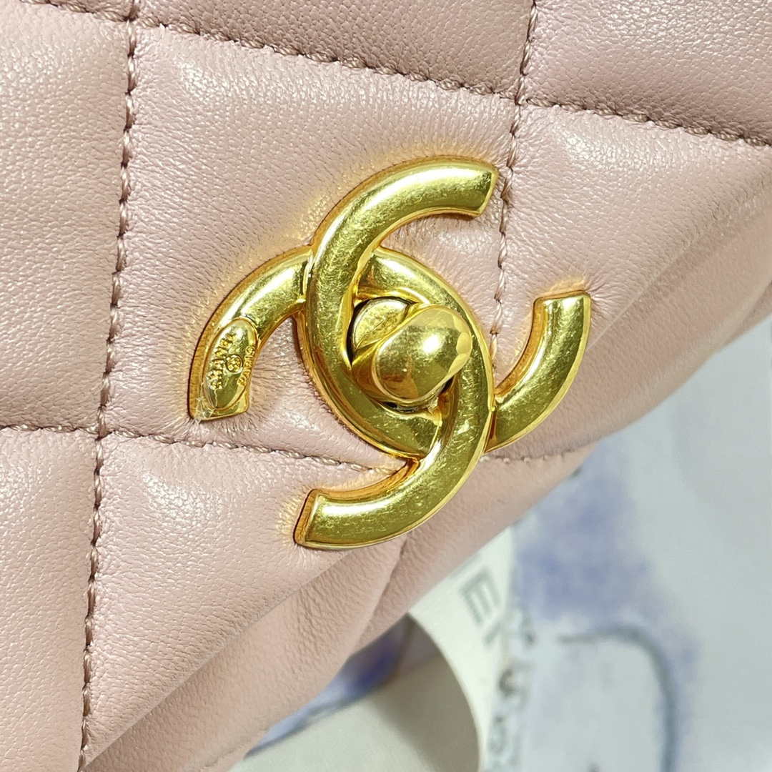 Chanel AS3366 Flap Bag 20cm Lambskin Pink