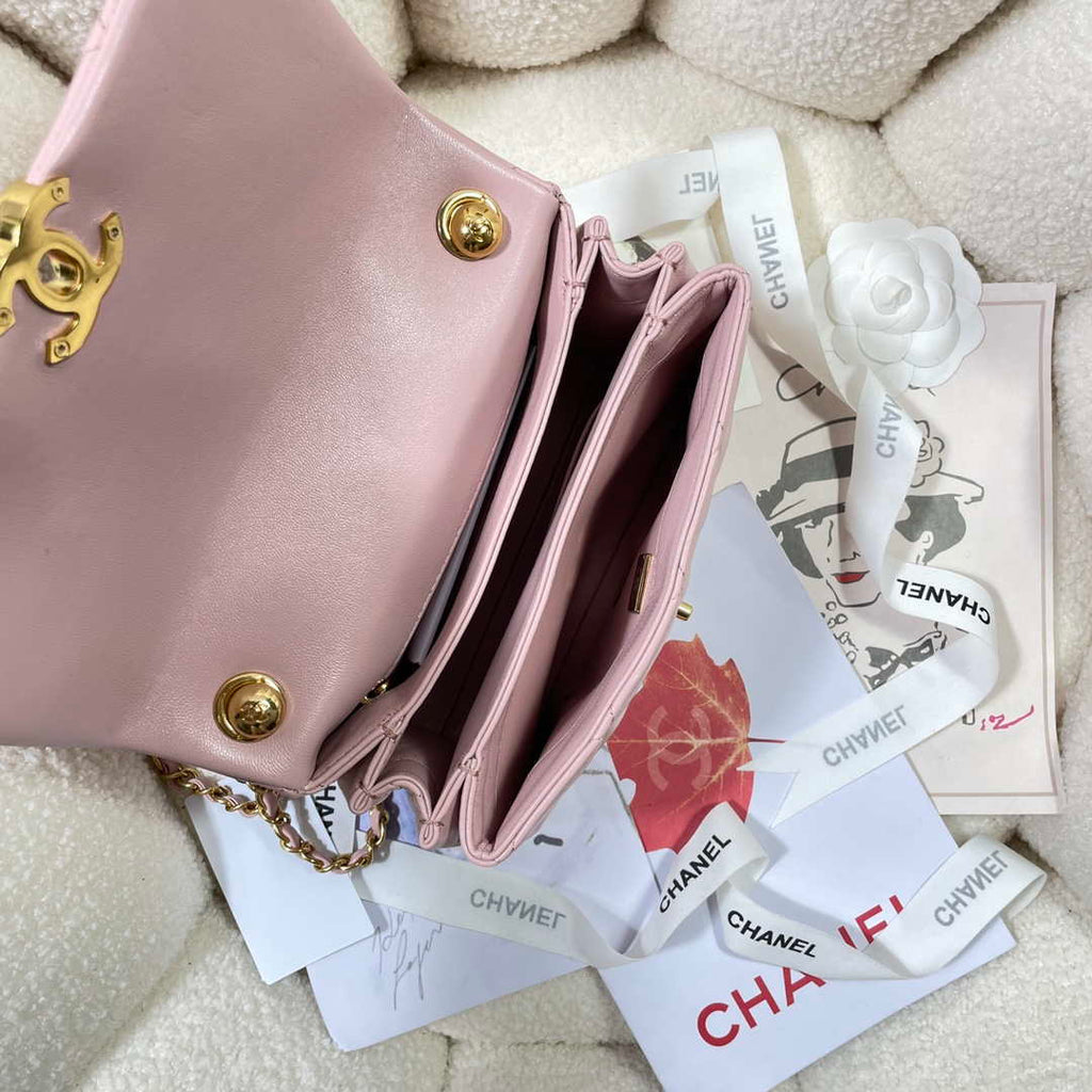 Chanel AS3366 Flap Bag 20cm Lambskin Pink