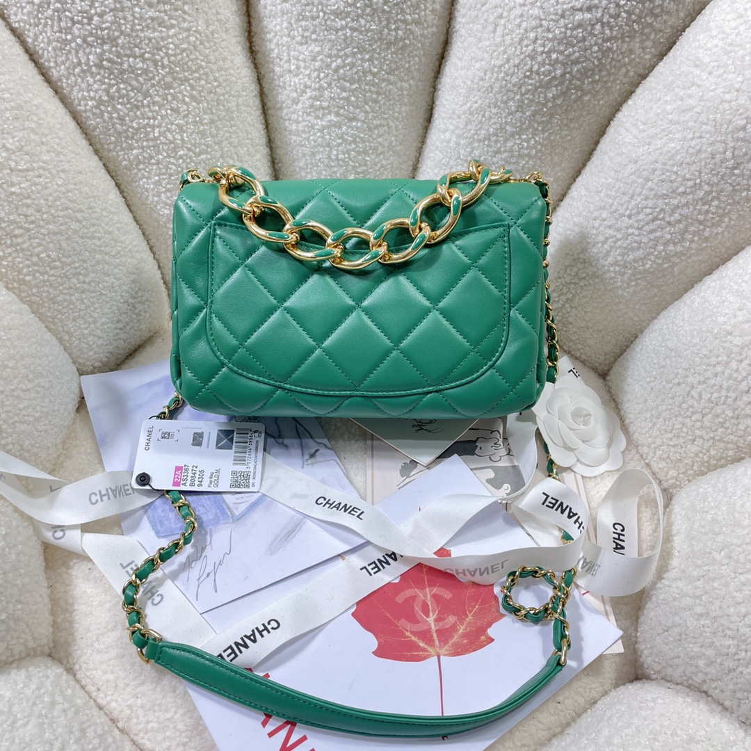 Chanel AS3367 Large Flap Bag 23cm Lambskin Green - Default Title - View 2