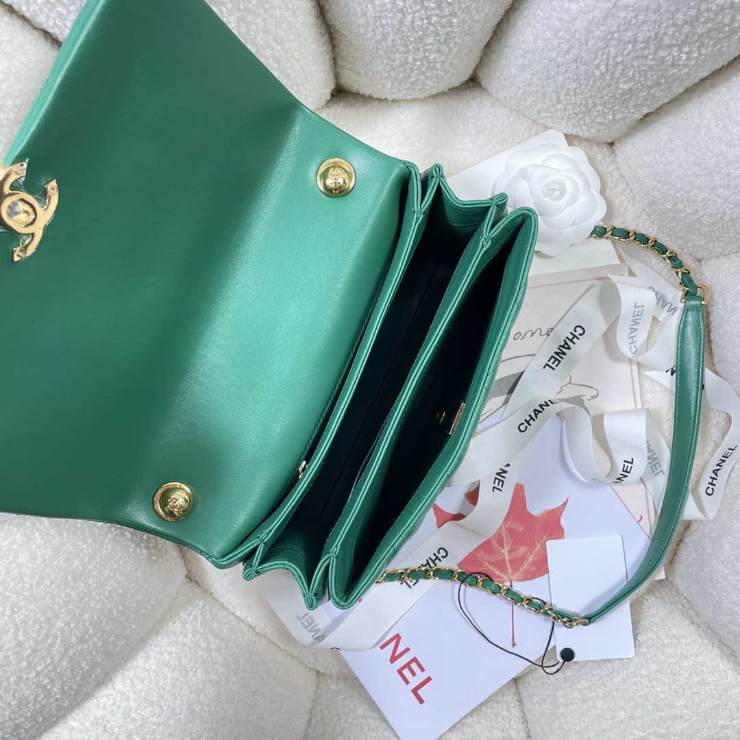 Chanel AS3367 Large Flap Bag 23cm Lambskin Green - Default Title - View 8