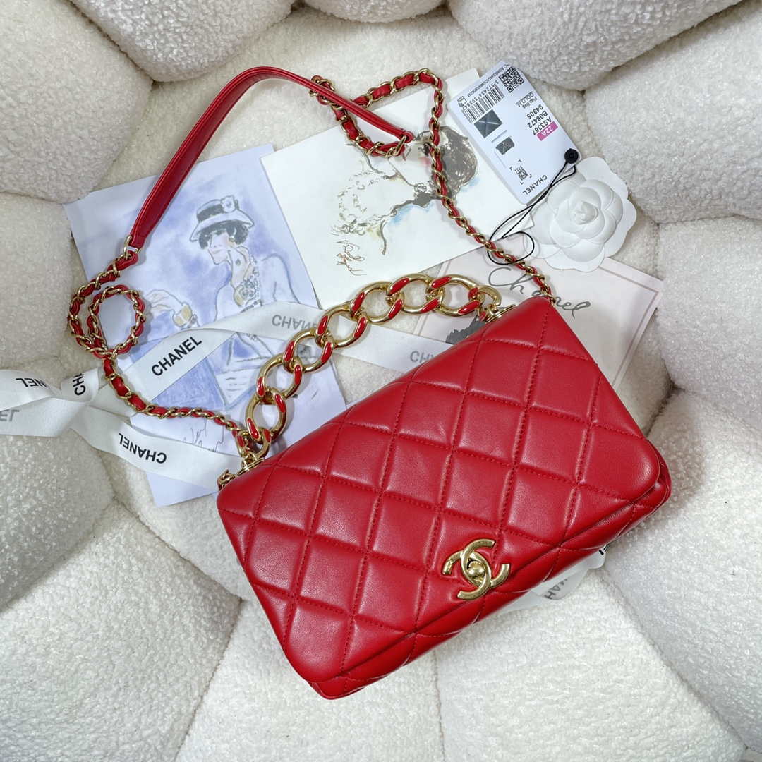 Chanel AS3367 Large Flap Bag 23cm Lambskin Red - Default Title - View 5
