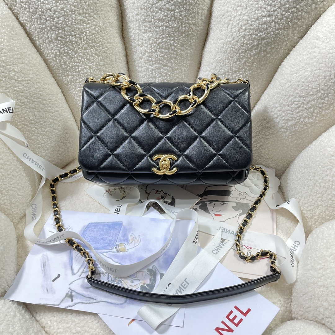 Chanel AS3367 Large Flap Bag 23cm Lambskin Black - Default Title - View 1