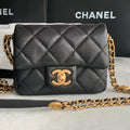 Chanel Mini Flap Bag Shiny Calfskin Gold-Tone Metal AS3368 Black - Default Title - View 1