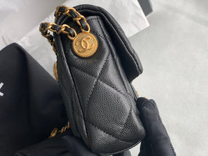 Chanel Mini Flap Bag Shiny Calfskin Gold-Tone Metal AS3368 Black - Default Title - View 5