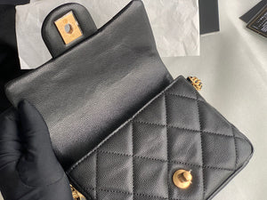Chanel Mini Flap Bag Shiny Calfskin Gold-Tone Metal AS3368 Black - Default Title - View 7
