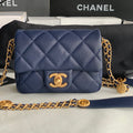 Chanel Mini Flap Bag Shiny Calfskin Gold-Tone Metal AS3368 Navy Blue - Default Title - View 1