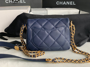Chanel Mini Flap Bag Shiny Calfskin Gold-Tone Metal AS3368 Navy Blue - Default Title - View 4