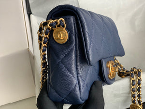 Chanel Mini Flap Bag Shiny Calfskin Gold-Tone Metal AS3368 Navy Blue - Default Title - View 5