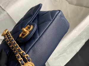 Chanel Mini Flap Bag Shiny Calfskin Gold-Tone Metal AS3368 Navy Blue - Default Title - View 6