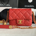 Chanel Mini Flap Bag Shiny Calfskin Gold-Tone Metal AS3368 Red - Default Title - View 1