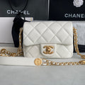 Chanel Mini Flap Bag Shiny Calfskin Gold-Tone Metal AS3368 White - Default Title - View 1