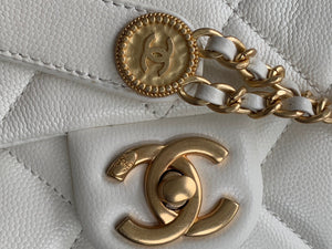 Chanel Mini Flap Bag Shiny Calfskin Gold-Tone Metal AS3368 White - Default Title - View 3