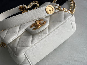 Chanel Mini Flap Bag Shiny Calfskin Gold-Tone Metal AS3368 White - Default Title - View 6