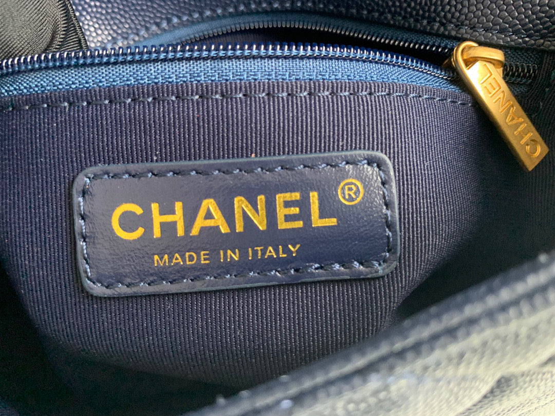 Chanel Small Flap Bag Shiny Calfskin Gold-Tone Metal AS3369 Navy Blue - Default Title - View 9