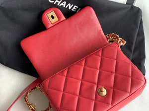 Chanel Small Flap Bag Shiny Calfskin Gold-Tone Metal AS3369 Red - Default Title - View 8