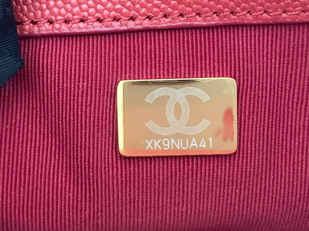 Chanel Small Flap Bag Shiny Calfskin Gold-Tone Metal AS3369 Red
