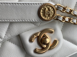 Chanel Small Flap Bag Shiny Calfskin Gold-Tone Metal AS3369 White - Default Title - View 4