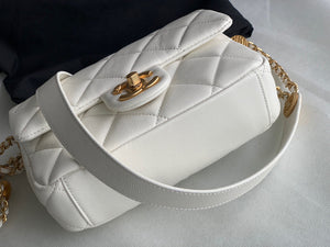 Chanel Small Flap Bag Shiny Calfskin Gold-Tone Metal AS3369 White - Default Title - View 7