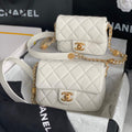 Chanel Small Flap Bag Shiny Calfskin Gold-Tone Metal AS3369 White - Default Title - View 1