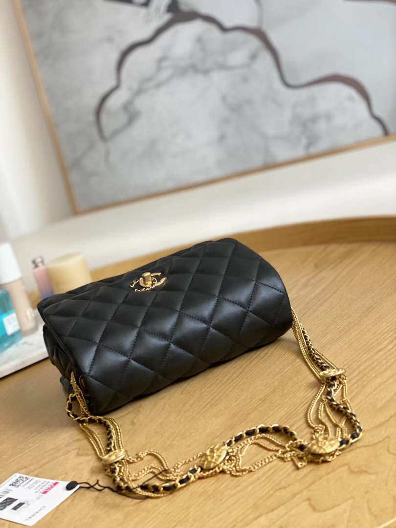 Chanel AS3378 MINI Flap Bag Lambskin Black - Default Title - View 6