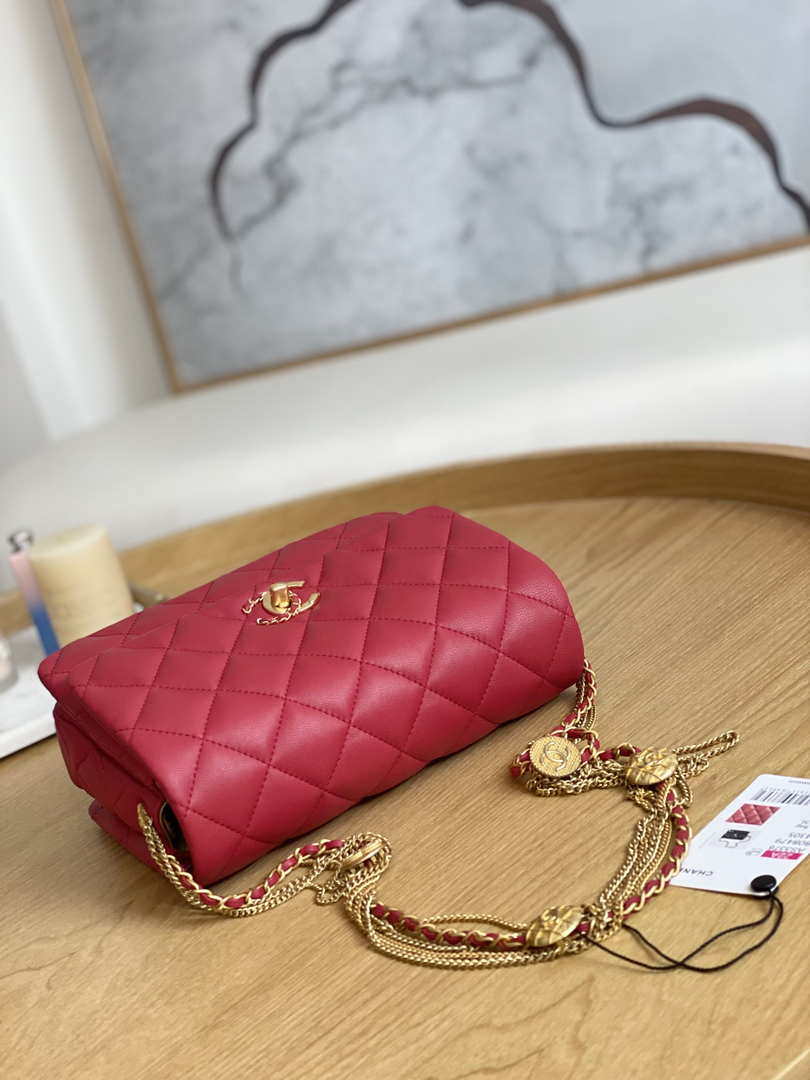 Chanel AS3378 MINI Flap Bag Lambskin Red