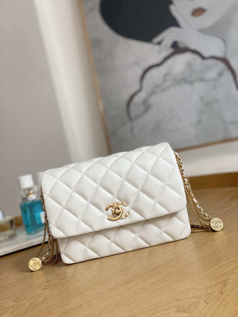 Chanel AS3378 MINI Flap Bag Lambskin White