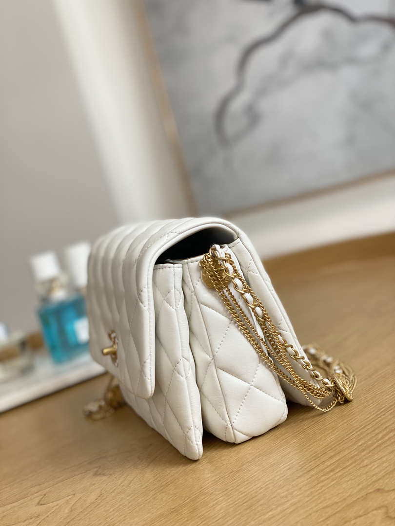 Chanel AS3378 MINI Flap Bag Lambskin White - Default Title - View 3